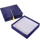 Bársony papírdoboz ballagási sapi sötét kék M4,5x18cm