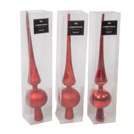 Csúcsdísz műa. piros 27,5cm (a minta nem választató)