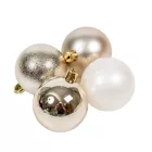 Műanyag gömb fehér gyöngy- világos arany 5cm 9db-os