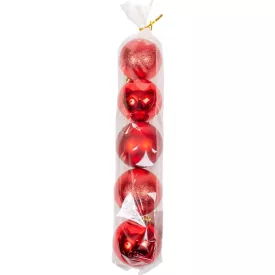 Műanyag gömb piros 8cm 5db-os