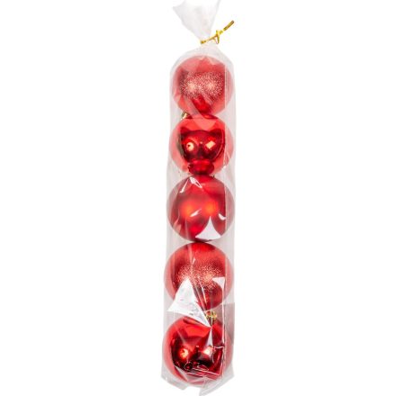 Műanyag gömb piros 8cm 5db-os