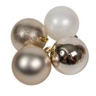 Műanyag gömb gyöngy fehér- világos arany mix 8cm 5db-os