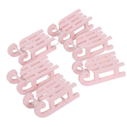 Szánkó fa pink 7cm 6db-os csomag