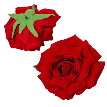 Bársony rózsa virágfej 13cm piros