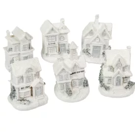 Házikó világító polyresin glitteres fehér 9cm