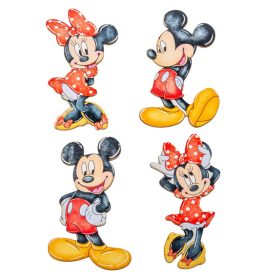 Nyomtatott dekorkarton Mickey és Minnie 9cm 4db-os csomag