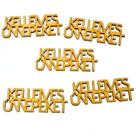 Kellemes Ünnepeket felirat natúr fa 5cm 5db-os csomag