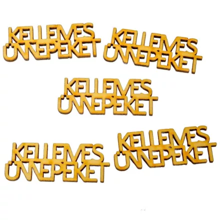 Kellemes Ünnepeket felirat natúr fa 5cm 5db-os csomag