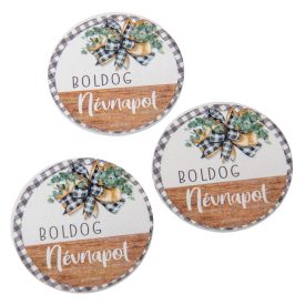   Nyomtatott fa tábla Boldog Névnapot (Farmhouse) 5cm 3db-os csomag