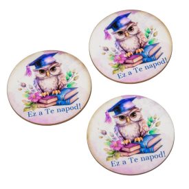   Nyomtatott dekorkarton - Ez a te napod! kerek tábla 5cm 3db-os csomag