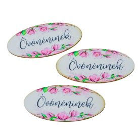   Nyomtatott dekorkarton - Óvónéninek ovál tábla 8cm 3db-os csomagban