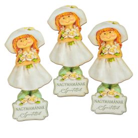   Nyomtatott dekorkarton Nagymamának szeretettel kislány 8,5cm 3db-os csomag