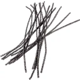 Csillámos zsenília drót fekete 30cm 100db-os