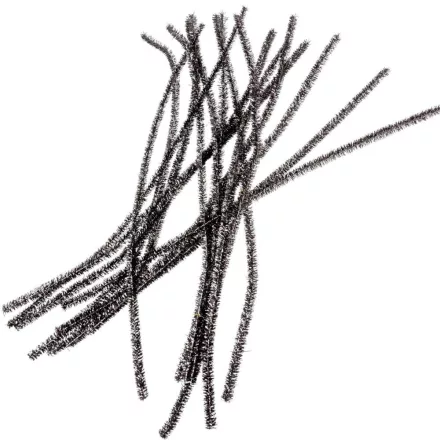 Csillámos zsenília drót fekete 30cm 100db-os