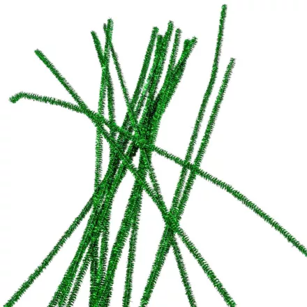 Csillámos zsenília drót zöld 30cm 100db-os