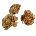 Cédrus rózsa fej 3-5cm arany&glitter 10dkg/csom