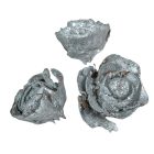 Cédrus rózsa fej 3-5cm ezüst&glitter 10dkg/csom