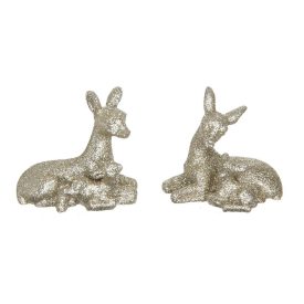 Őzike gidával glitteres arany poly 5,5cm 2db-os csomag