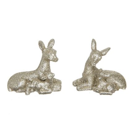 Őzike gidával glitteres arany poly 5,5cm 2db-os csomag