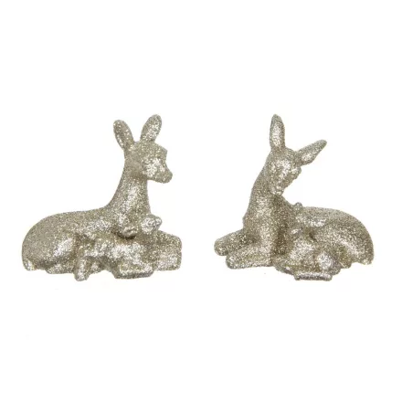 Őzike gidával glitteres arany poly 5,5cm 2db-os csomag