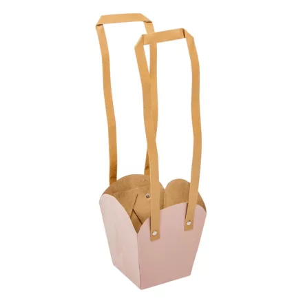 Tasak cserepes virághoz füllel rózsaszín 13/9,5x15cm