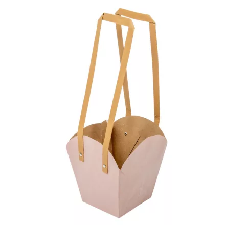 Tasak cserepes virághoz füllel rózsaszín 16,5/11,5x18,5cm