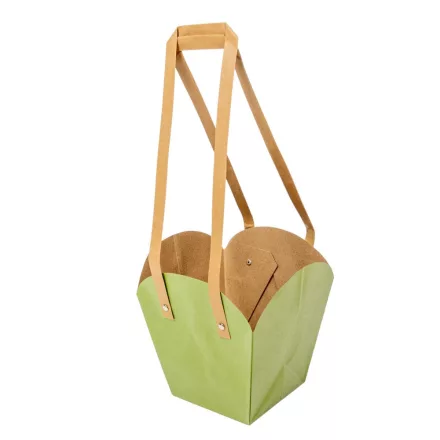 Tasak cserepes virághoz füllel zöld 16,5/11,5x18,5cm