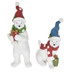 Jegesmedve sapkában ülő, álló glitteres poly 17-23cm