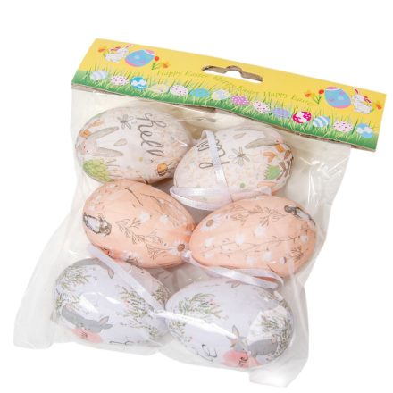 Tojás tavaszi mintával akasztós hungarocell 6cm 6db-os