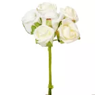 Polifoam rózsa csokor 6 virágos krém 21cm