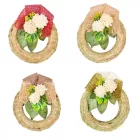 Szalma koszorú hazai szárazvirág díszítéssel 15cm