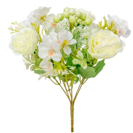 Peonia kisvirág csokor 7 virágos krém 30cm