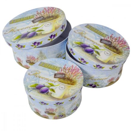 Papír doboz kerek provance mintás D26-23-19cm 3db-os