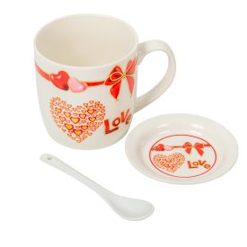 Bögre szett szív mintás dísz dobozban 12x19,5x8,5cm Bögre szett szív mintás dísz dobozban 12x19,5x8,5cm