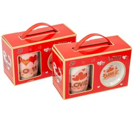 Bögre szett szív mintás díszdobozban 12x19,5x8,5cm Bögre szett szív mintás díszdobozban 12x19,5x8,5cm