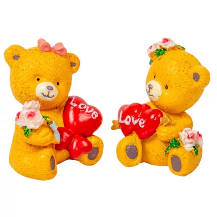 Maci szívvel polyresin 6cm