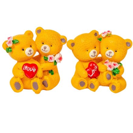 Macipár szívvel polyresin 7cm
