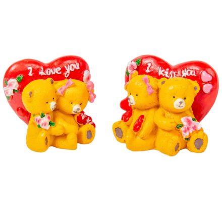 Macipár szívvel polyresin 6 cm