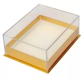 Papírdoboz akril tetővel arany M7x18x13cm