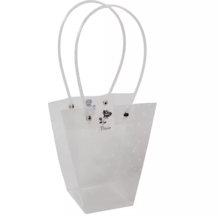 Virágtasak pöttyös fehér 16x15x8cm