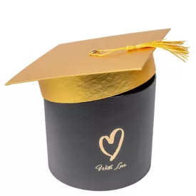 Papírdoboz ballagó arany-fekete M12x15x15cm