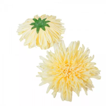 Krizantém virágfej szatén ivory D18cm 6db/csom 360db/#