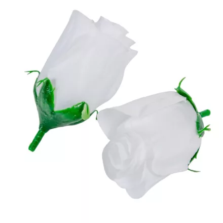 Rózsabimbó virágfej 7cm fehér 24db/csom