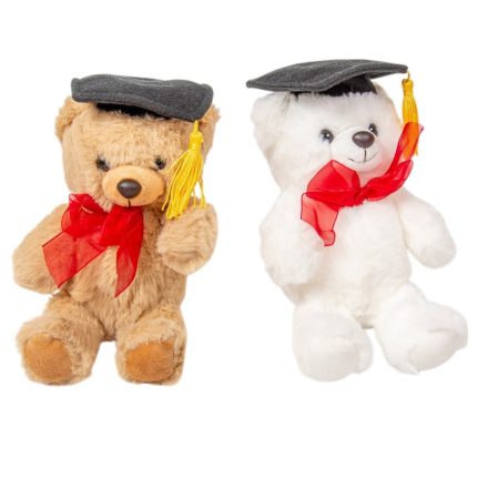 Plüss maci kalappal 18cm