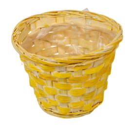 Antikolt bambusz kaspó sárga D15cm M11cm