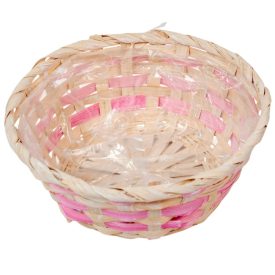 Bambusz tál bélelt rózsaszín D20cm M8cm Bambusz tál bélelt rózsaszín D20cm M8cm