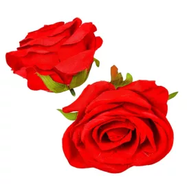   Nyílt rózsafej 7cm piros 4 darabos csomagban rendelhető (darab ár!)