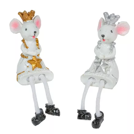 Lógólábú egér koronás polyresin 9cm