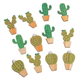 Lézervágott festett fa kaktusz csomag 12 darabos Lézervágott festett fa kaktusz csomag 12 darabos