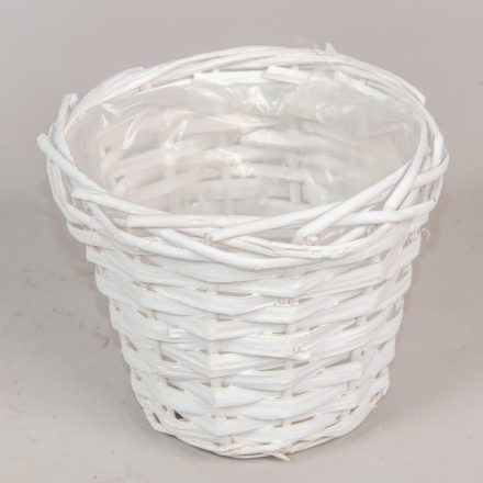 Hasított fa kaspó fehér M12cm D14cm